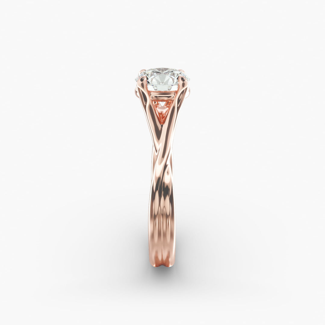 Round Lab-Grown Diamond Ring – Twisted Dual-Band Design | IGI Certified | 10K/14K/18K Gold