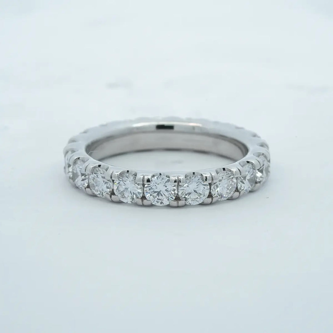 3.01 CTW Round Lab-Grown Diamond Full Eternity Wedding Band Ring in 14K White Gold – IGI Certified