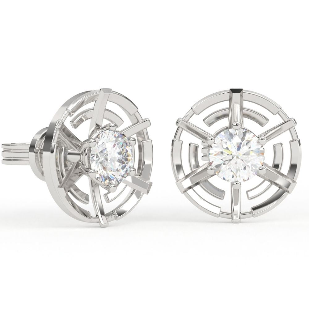 Cross-Style Round Lab Grown Diamond Earrings 0.94 CTW in 10K 14K 18K White Yellow Rose Gold