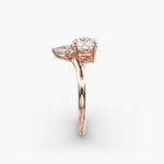 Load image into Gallery viewer, 14K Gold Round And Pear Three Stone Curved Diamond Ring
