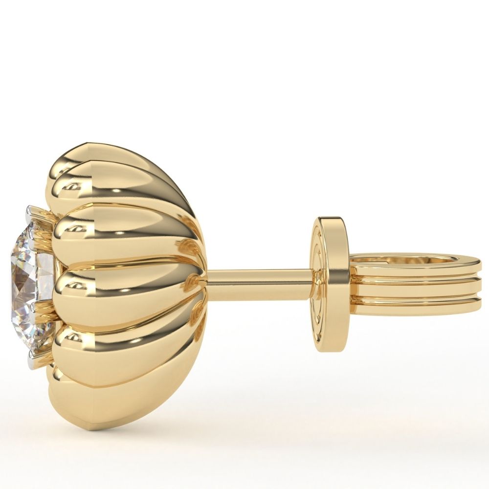 Flower Lab Grown Diamond Earrings 0.93 CTW in 10K 14K 18K White Yellow Rose Gold