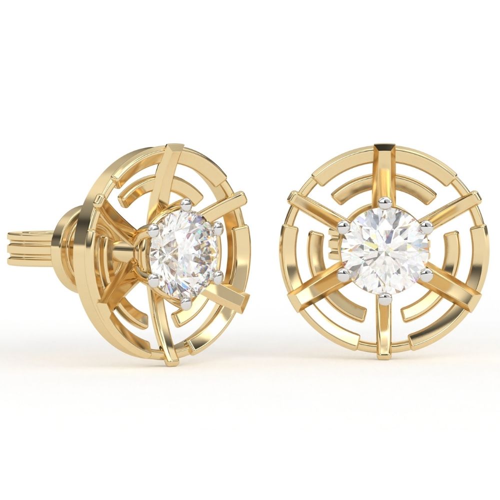 Cross-Style Round Lab Grown Diamond Earrings 0.94 CTW in 10K 14K 18K White Yellow Rose Gold