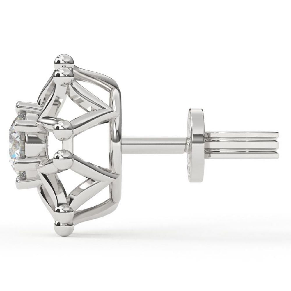 V-Style Round Lab Grown Diamond Earrings with Joint 0.66 CTW in 10K 14K 18K White Yellow Rose Gold