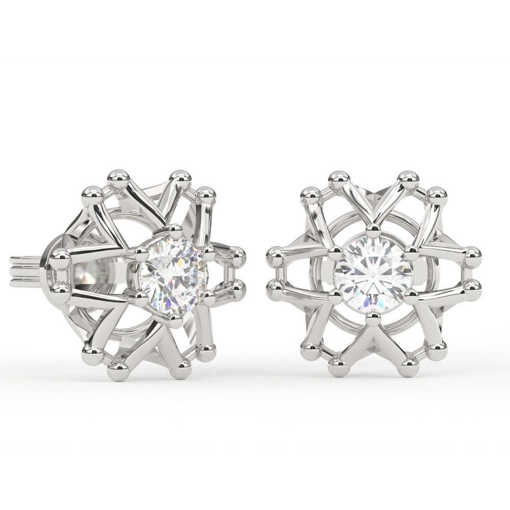 V-Style Round Lab Grown Diamond Earrings with Joint 0.66 CTW in 10K 14K 18K White Yellow Rose Gold