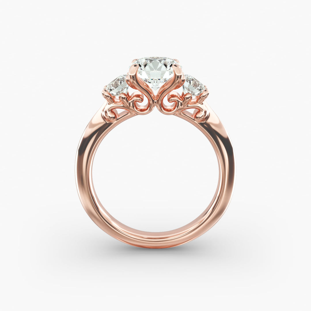 14k Gold Perfect Round Brilliant Cut Solitaire Diamond Engagement Ring