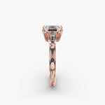 Load image into Gallery viewer, 18K Gold Emerald And Baguette Three Stone Diamond Engagement Ring
