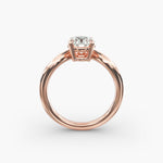 Load image into Gallery viewer, 14K Gold Round And Pear Three Stone Curved Diamond Ring
