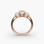 Load image into Gallery viewer, 18K Gold Emerald And Round Shape Three Stone Engagement Ring
