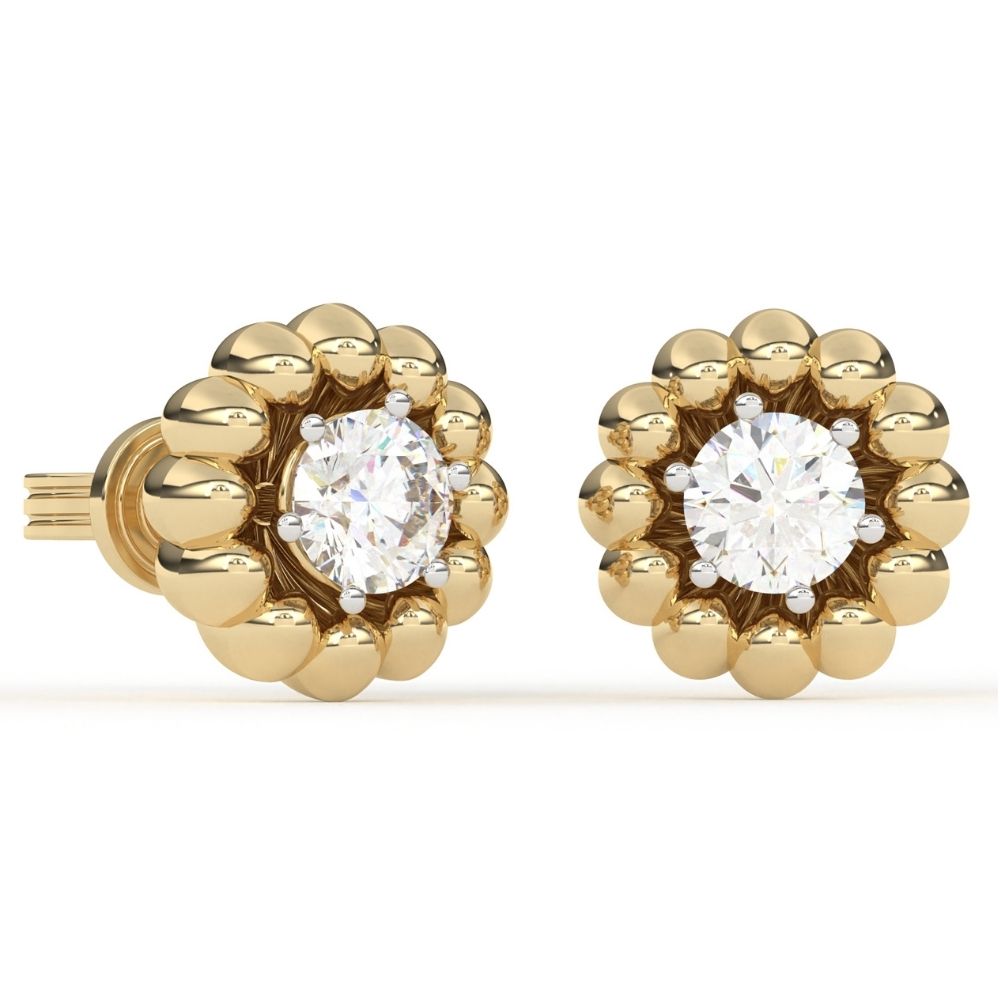 Flower Lab Grown Diamond Earrings 0.93 CTW in 10K 14K 18K White Yellow Rose Gold