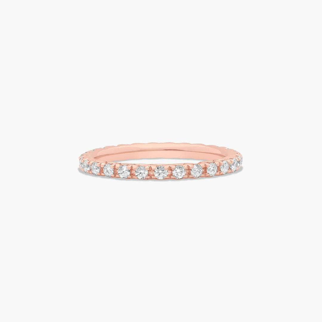 0.50 CT French Pavé Diamond Eternity Band in Gold | 27 Round Stone Ring