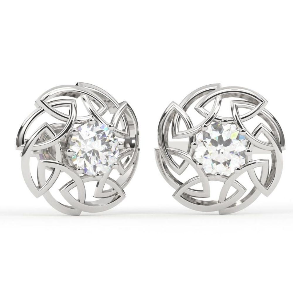 Round Lab Grown Diamond Leaf Earrings 0.66 CTW – 10K 14K 18K White Yellow Rose Gold, IGI Certified