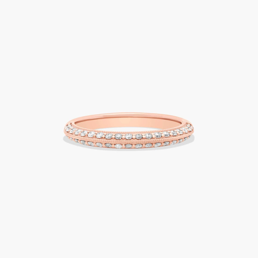 0.30 CT Pavé Diamond Knife Edge Wedding Band in Rose Gold | 38 Round Stones
