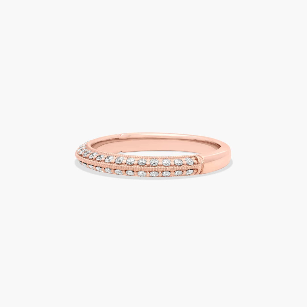 0.30 CT Pavé Diamond Knife Edge Wedding Band in Rose Gold | 38 Round Stones