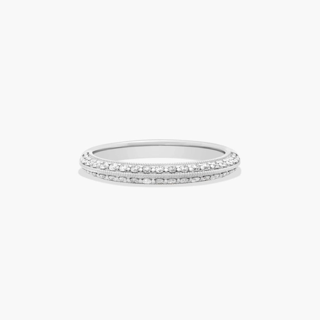 0.30 CT Pavé Diamond Knife Edge Wedding Band in Rose Gold | 38 Round Stones