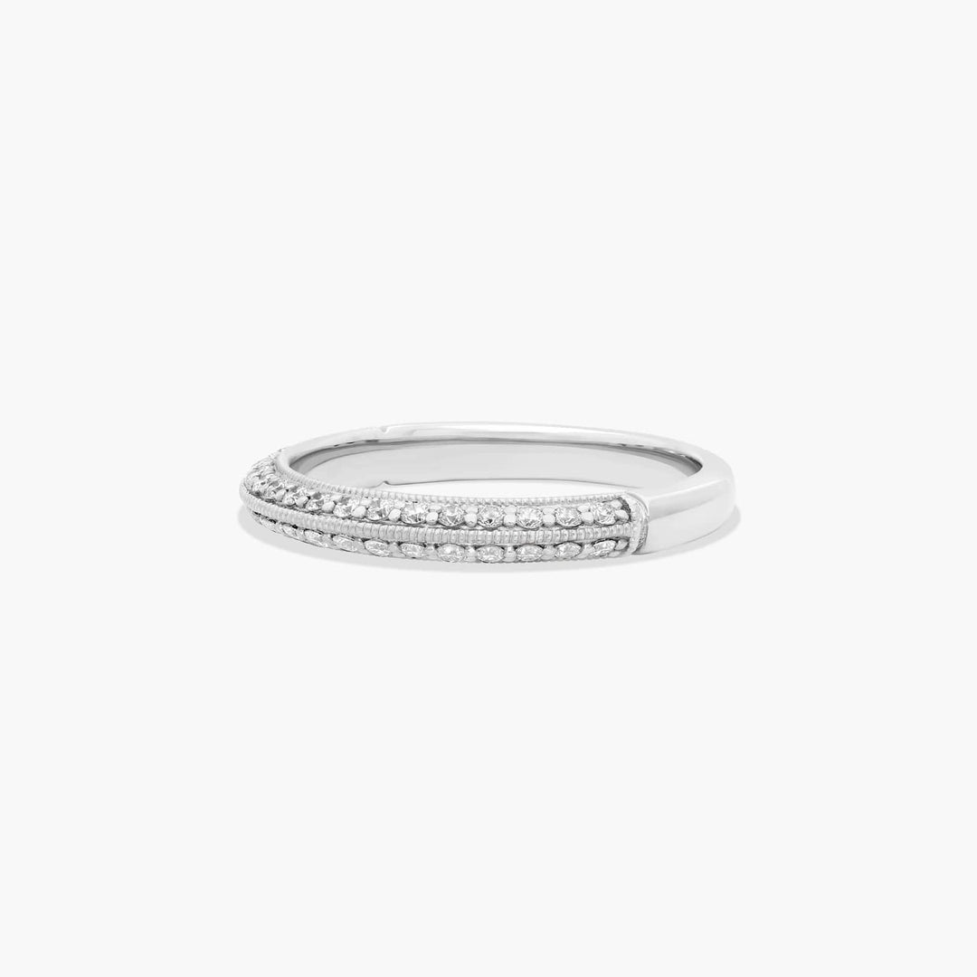0.30 CT Pavé Diamond Knife Edge Wedding Band in Rose Gold | 38 Round Stones