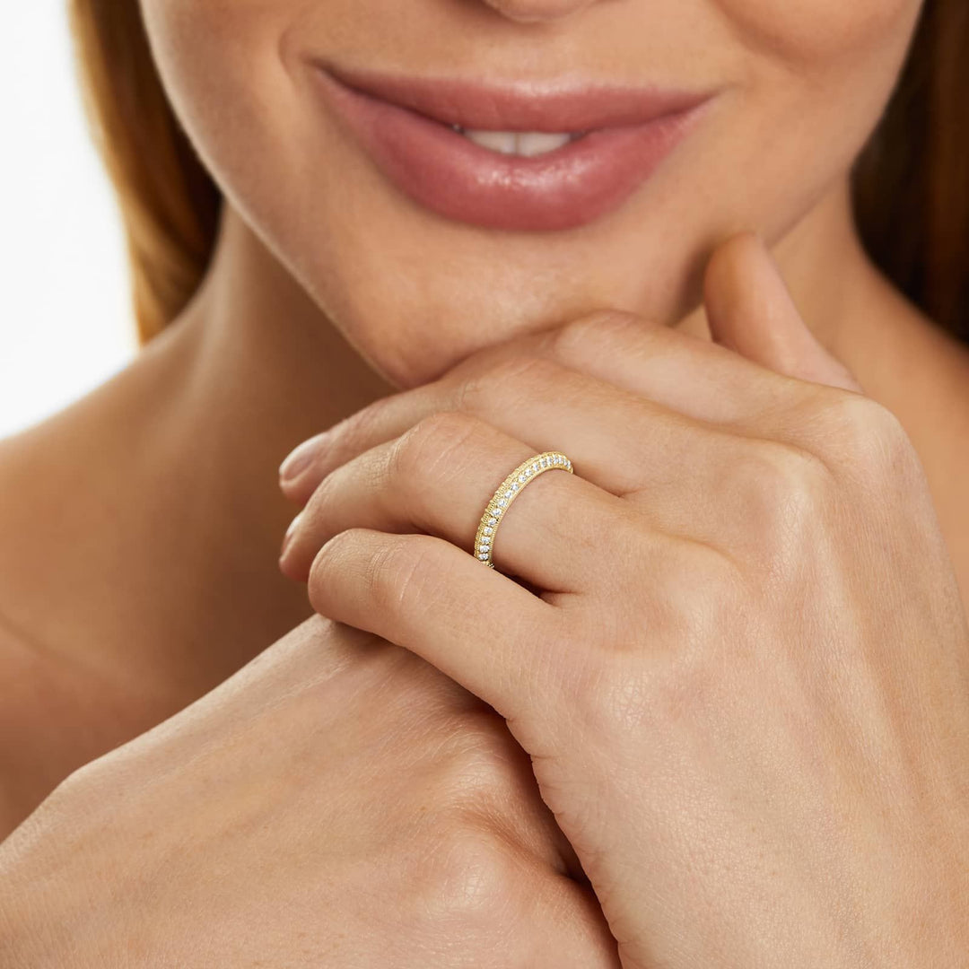 0.30 CT Pavé Diamond Knife Edge Wedding Band in Rose Gold | 38 Round Stones