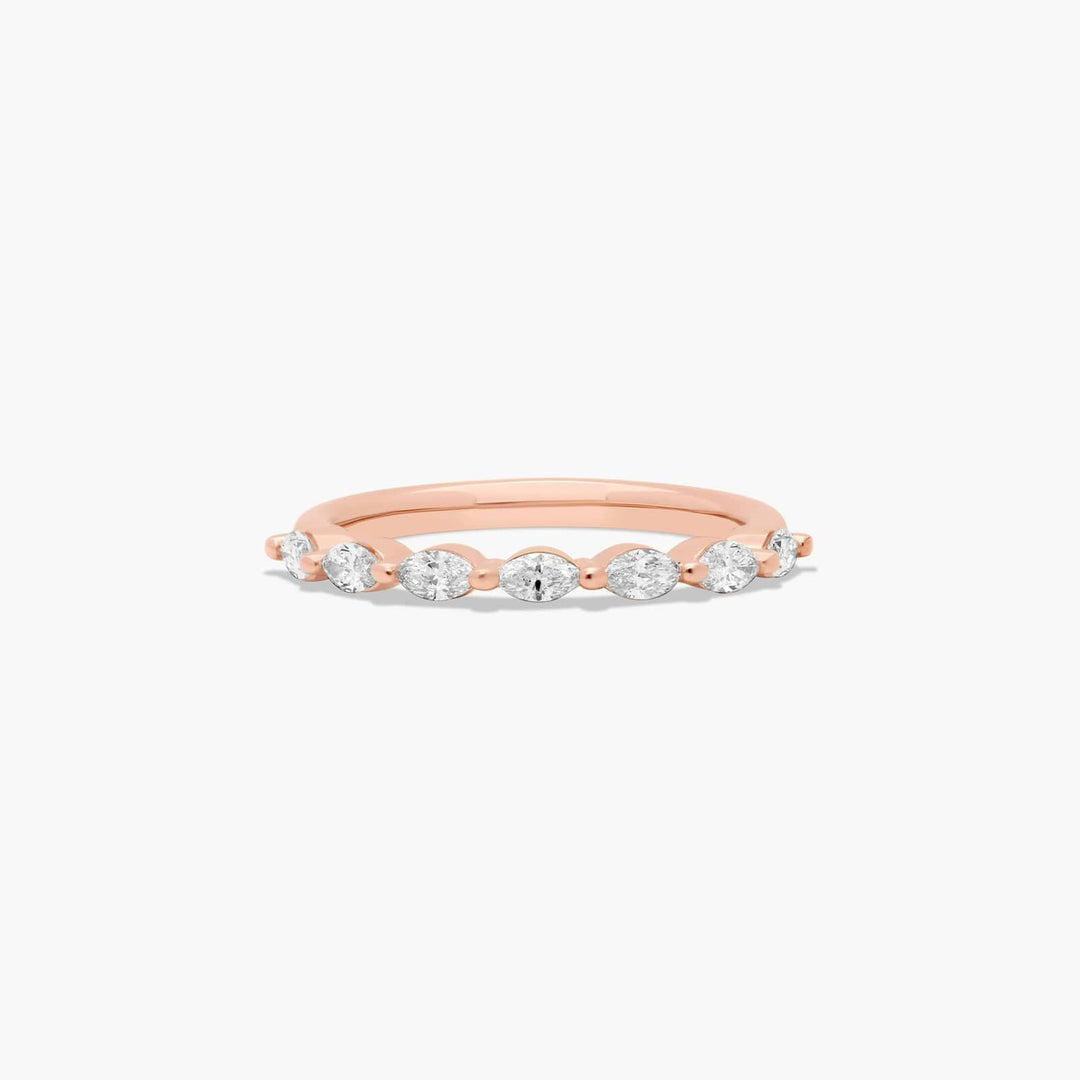 0.32 CT Round Diamond Wedding Band | 7 Stone Shared Prong Ring in Gold