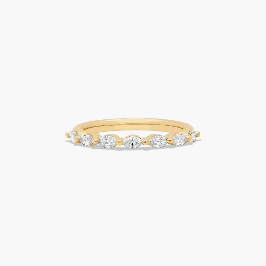 0.32 CT Round Diamond Wedding Band | 7 Stone Shared Prong Ring in Gold