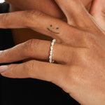 Load image into Gallery viewer, 0.32 CT Round Diamond Wedding Band | 7 Stone Shared Prong Ring in Gold

