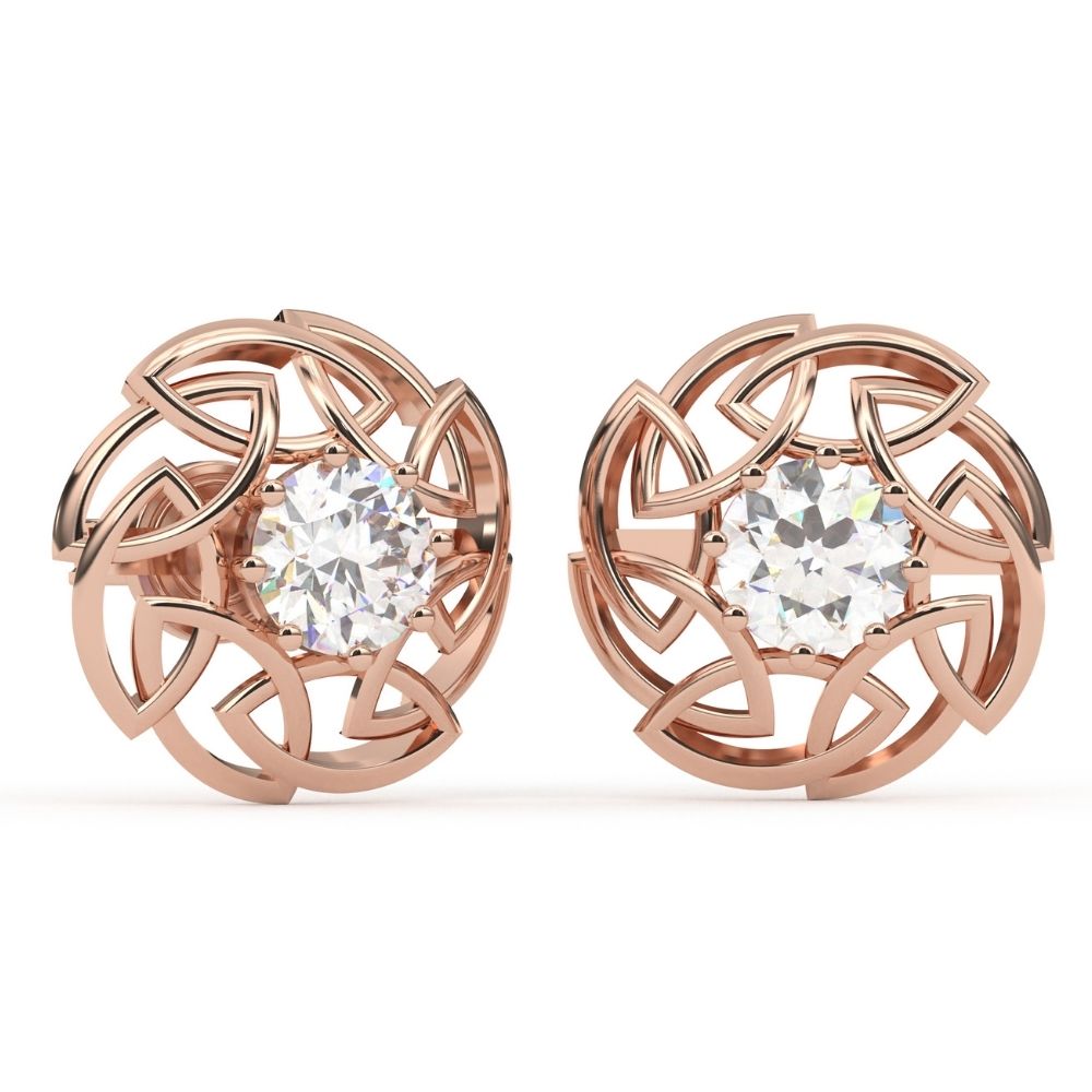 Round Lab Grown Diamond Leaf Earrings 0.66 CTW – 10K 14K 18K White Yellow Rose Gold, IGI Certified