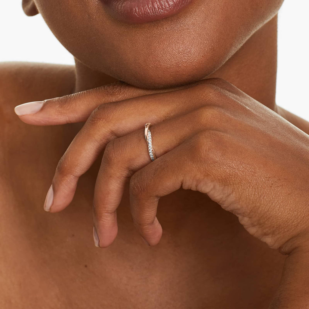 Twisted Pavé Diamond Wedding Band in 10K, 14K & 18K Gold (White, Yellow & Rose)