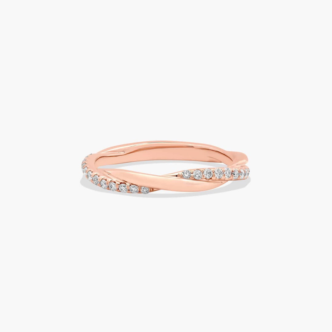 Twisted Pavé Diamond Wedding Band in 10K, 14K & 18K Gold (White, Yellow & Rose)
