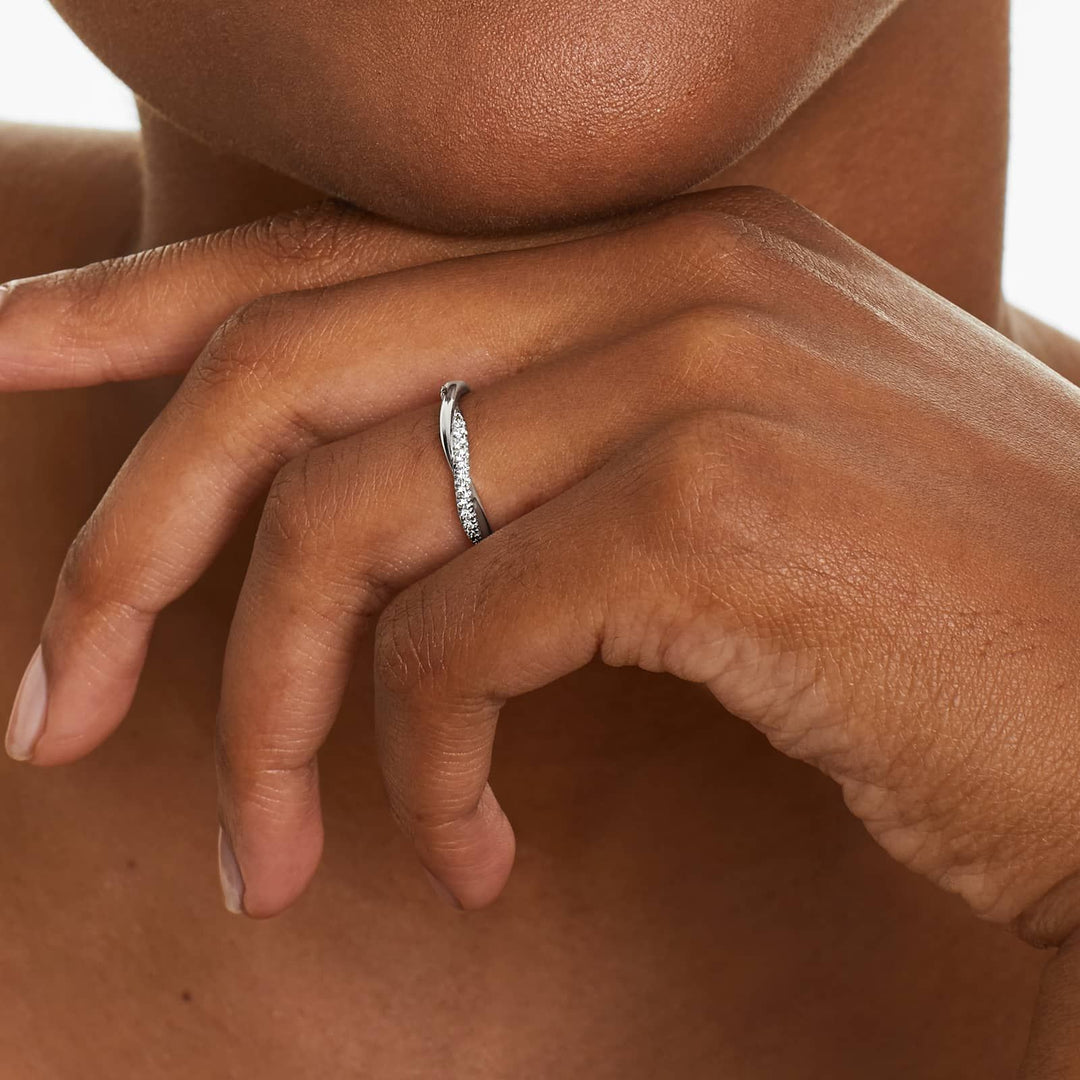 Twisted Pavé Diamond Wedding Band in 10K, 14K & 18K Gold (White, Yellow & Rose)