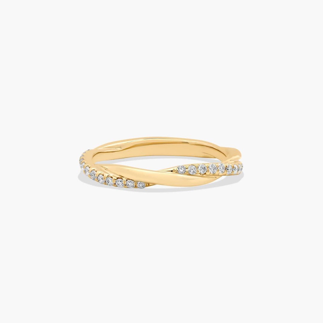 Twisted Pavé Diamond Wedding Band in 10K, 14K & 18K Gold (White, Yellow & Rose)