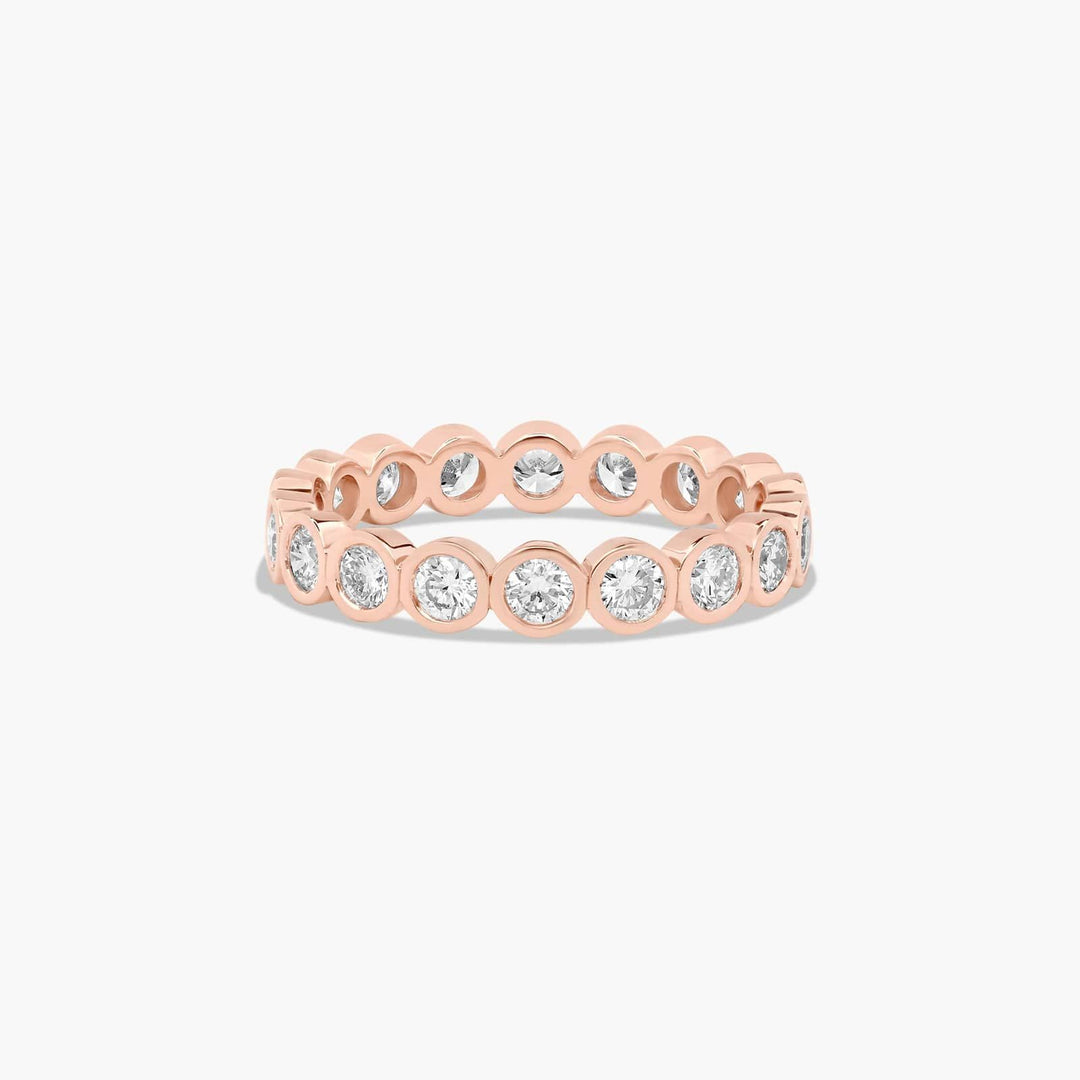 1.14 CT Round Diamond Bezel Set Eternity Band in Gold | 19 Stone Wedding Ring
