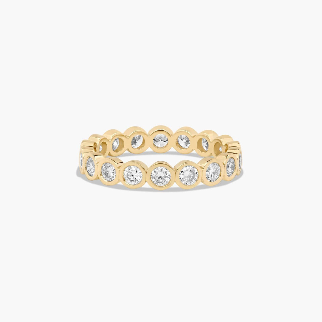 1.14 CT Round Diamond Bezel Set Eternity Band in Gold | 19 Stone Wedding Ring