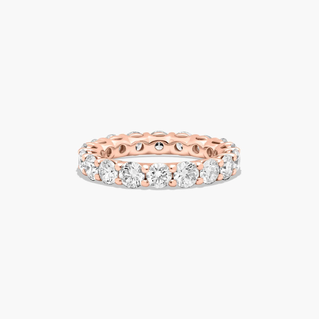 3.19 CT Round Diamond Eternity Band | Low Dome Basket Ring with 18 Stones