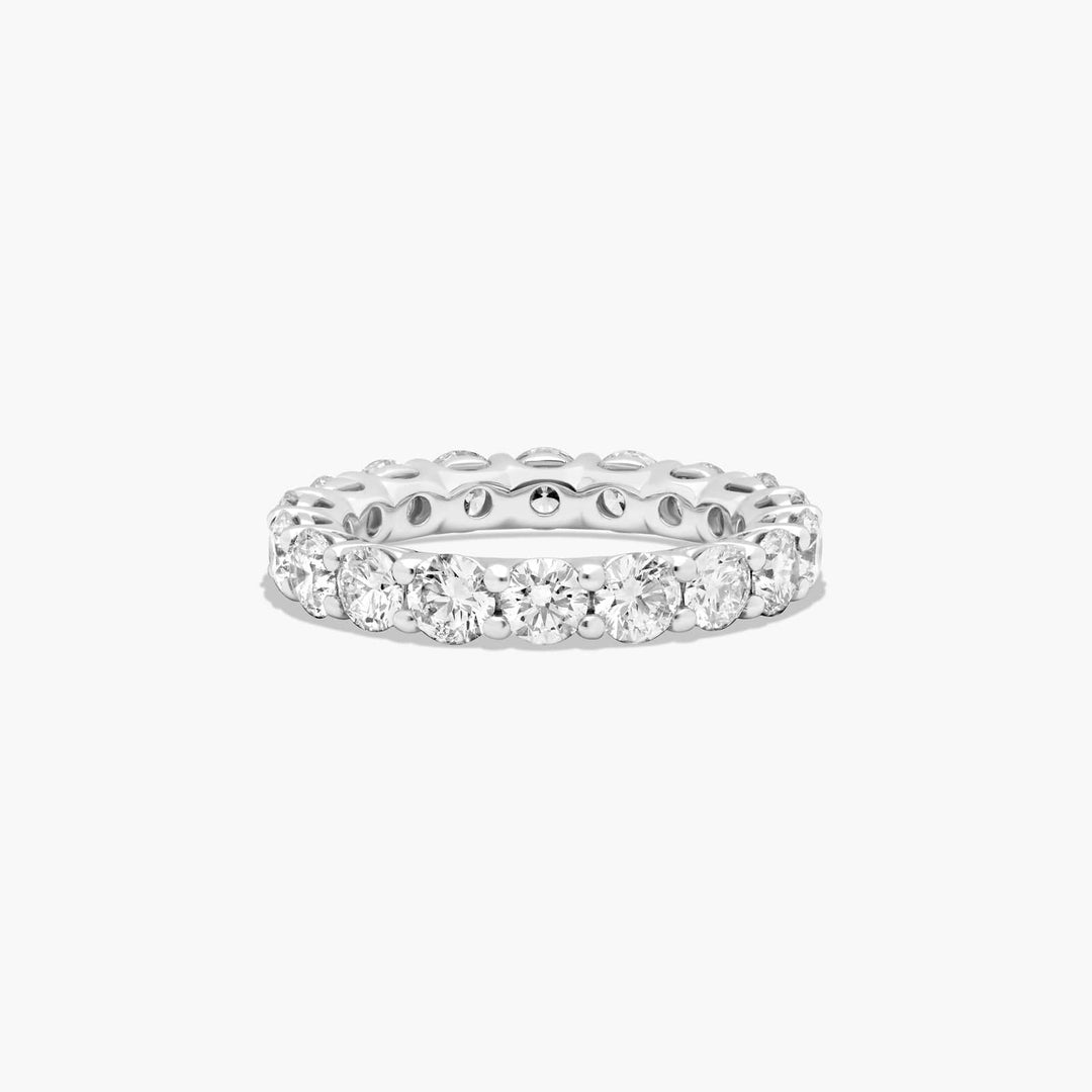 3.19 CT Round Diamond Eternity Band | Low Dome Basket Ring with 18 Stones