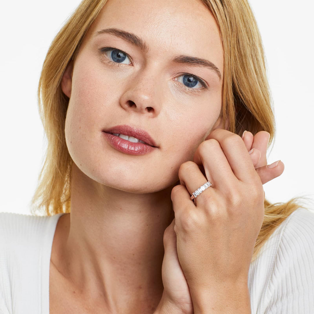 1.00 CT Emerald Cut Diamond Anniversary Band in Gold | Seven Stone Ring
