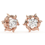 Load image into Gallery viewer, Round Lab Grown Diamond Nature Leaf Earrings 0.94 CTW – 10K 14K 18K White Yellow Rose Gold, IGI Certified
