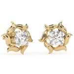 Load image into Gallery viewer, Round Lab Grown Diamond Nature Leaf Earrings 0.94 CTW – 10K 14K 18K White Yellow Rose Gold, IGI Certified
