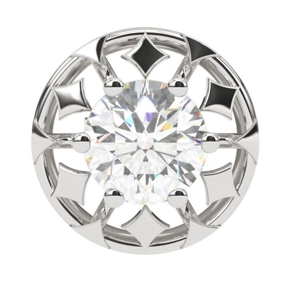 Round Lab Grown Diamond Square Stud Earrings with Circle Design 0.94 CTW – 10K 14K 18K White Yellow Rose Gold, IGI Certified