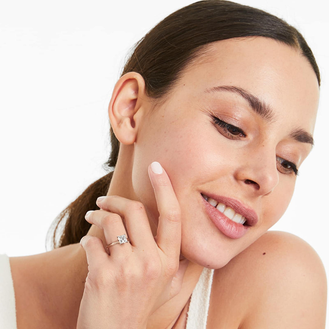 Princess Cut Lab Grown Diamond Solitaire Ring | 0.50 –5.00 Carat | Classic Band | IGI Certified | 10K/14K/18K Yellow, White, Rose Gold