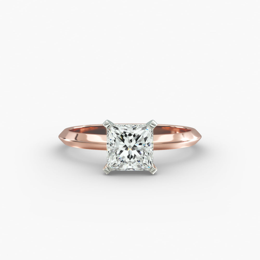 Princess Cut Lab Grown Diamond Solitaire Ring | 0.50 –5.00 Carat | Classic Band | IGI Certified | 10K/14K/18K Yellow, White, Rose Gold