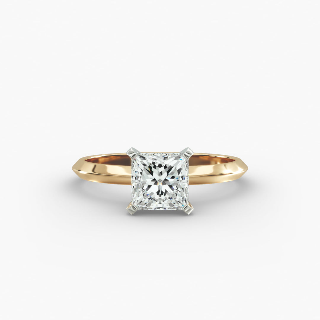 Princess Cut Lab Grown Diamond Solitaire Ring | 0.50 –5.00 Carat | Classic Band | IGI Certified | 10K/14K/18K Yellow, White, Rose Gold