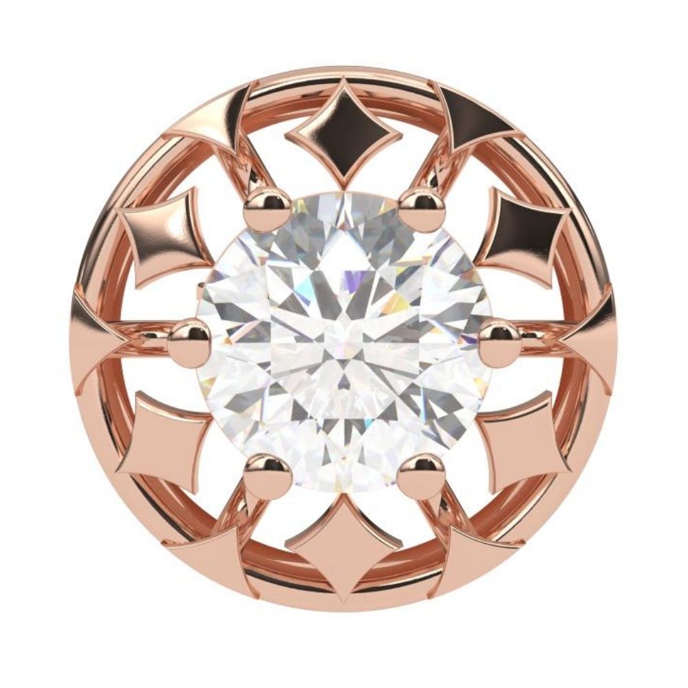 Round Lab Grown Diamond Square Stud Earrings with Circle Design 0.94 CTW – 10K 14K 18K White Yellow Rose Gold, IGI Certified