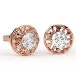 Load image into Gallery viewer, Round Lab Grown Diamond Square Stud Earrings with Circle Design 0.94 CTW – 10K 14K 18K White Yellow Rose Gold, IGI Certified
