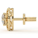 Load image into Gallery viewer, Round Lab Grown Diamond Square Stud Earrings with Circle Design 0.94 CTW – 10K 14K 18K White Yellow Rose Gold, IGI Certified
