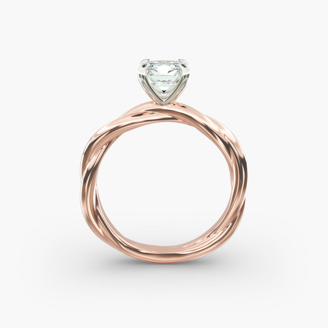 Cushion Lab-Grown Diamond 4-Prong Twisted Band Ring | IGI Certified | 10K/14K/18K Gold