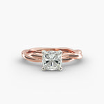Load image into Gallery viewer, Cushion Lab-Grown Diamond 4-Prong Twisted Band Ring | IGI Certified | 10K/14K/18K Gold
