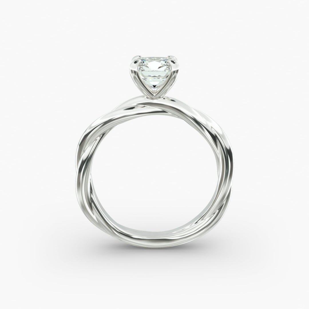 Cushion Lab-Grown Diamond 4-Prong Twisted Band Ring | IGI Certified | 10K/14K/18K Gold