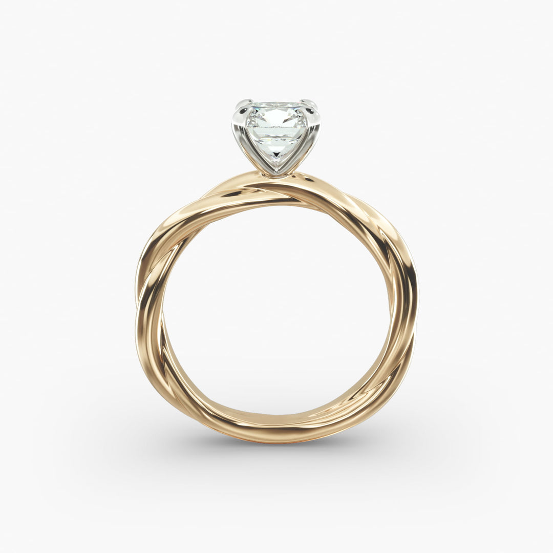 Cushion Lab-Grown Diamond 4-Prong Twisted Band Ring | IGI Certified | 10K/14K/18K Gold