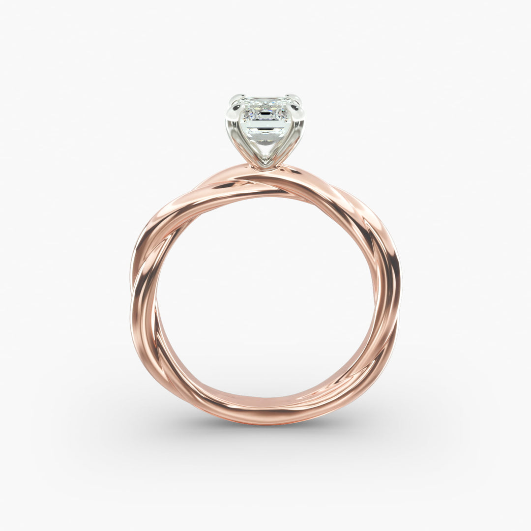 Emerald Cut Lab-Grown Diamond Twisted Band Ring | IGI Certified | 10K/14K/18K Gold