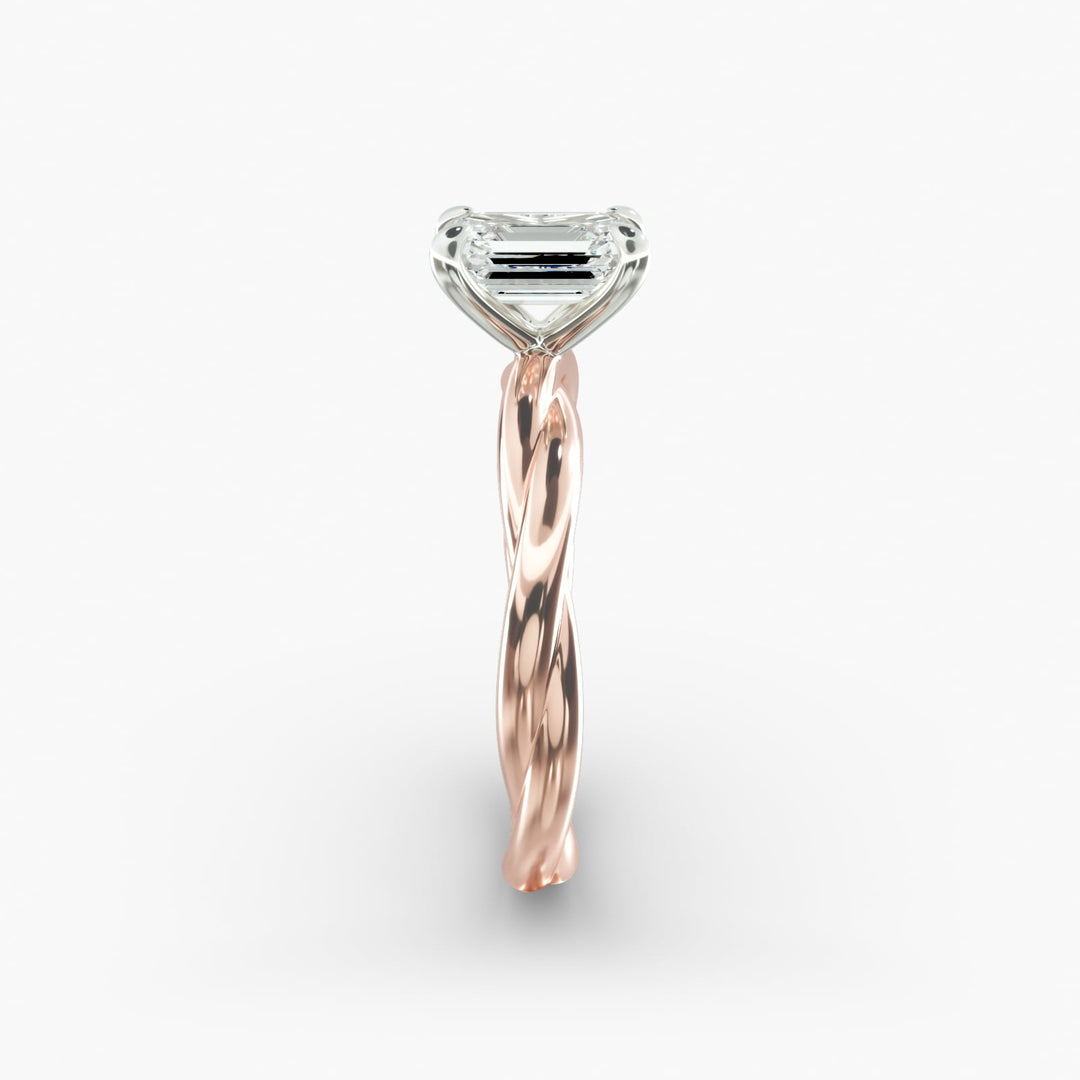 Emerald Cut Lab-Grown Diamond Twisted Band Ring | IGI Certified | 10K/14K/18K Gold