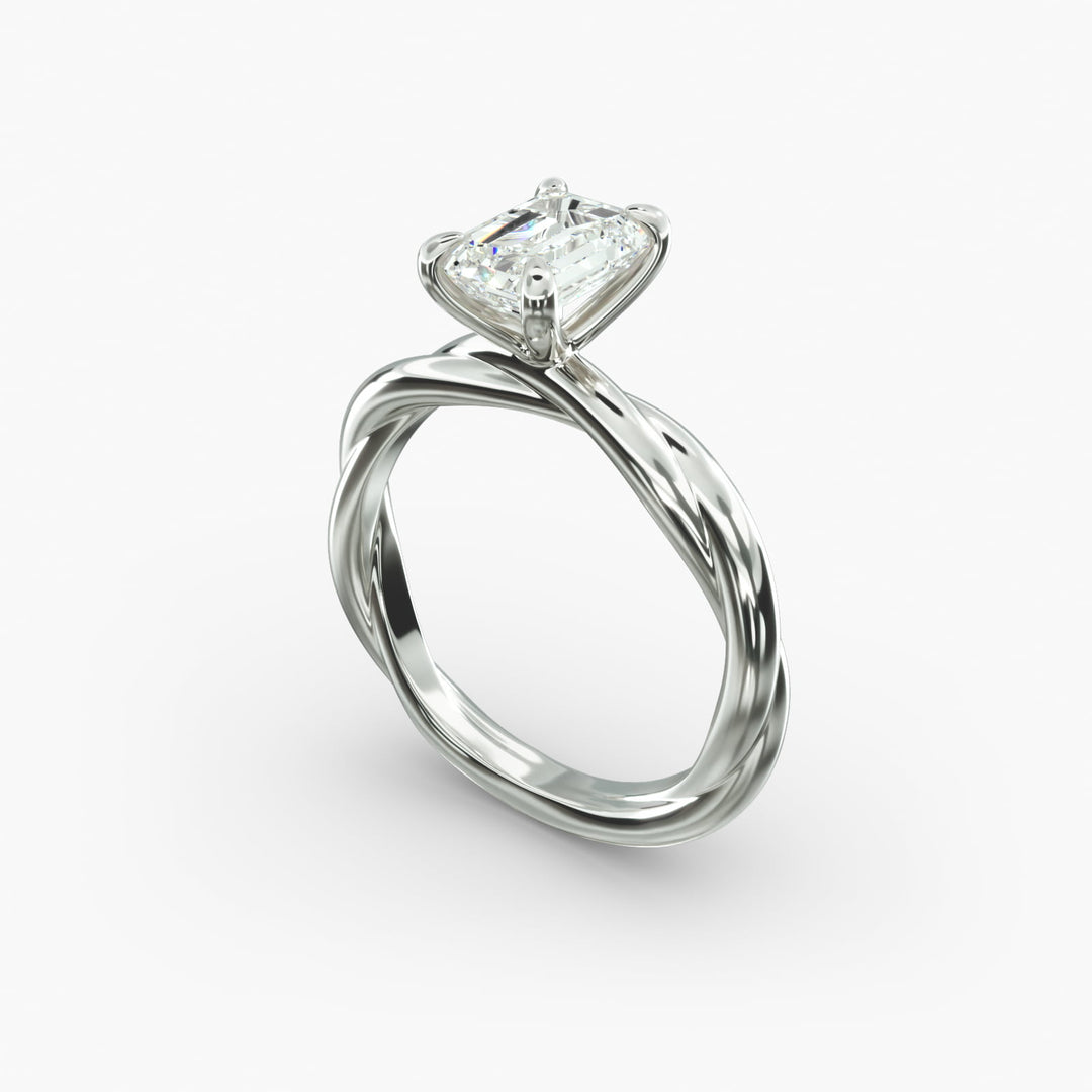 Emerald Cut Lab-Grown Diamond Twisted Band Ring | IGI Certified | 10K/14K/18K Gold