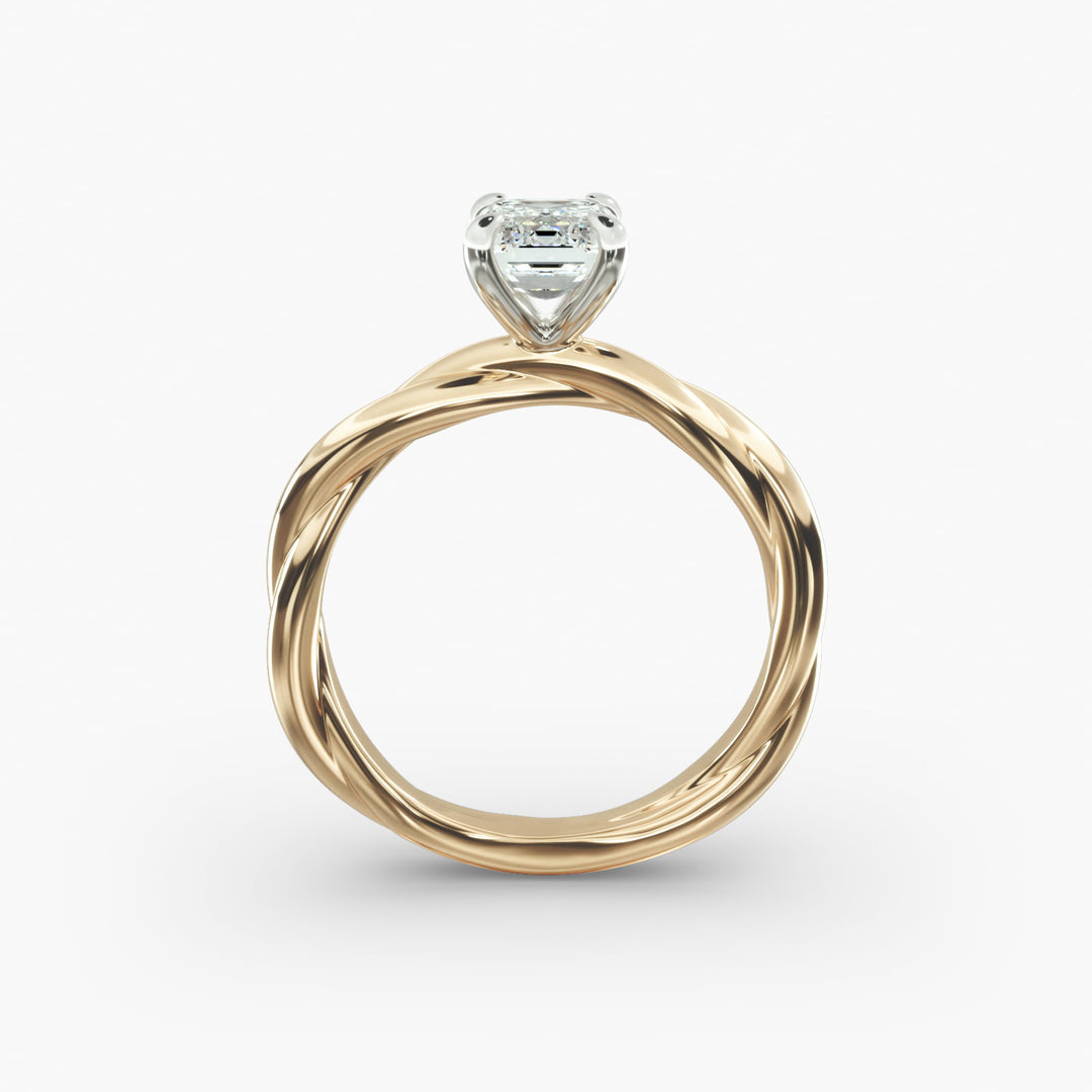 Emerald Cut Lab-Grown Diamond Twisted Band Ring | IGI Certified | 10K/14K/18K Gold